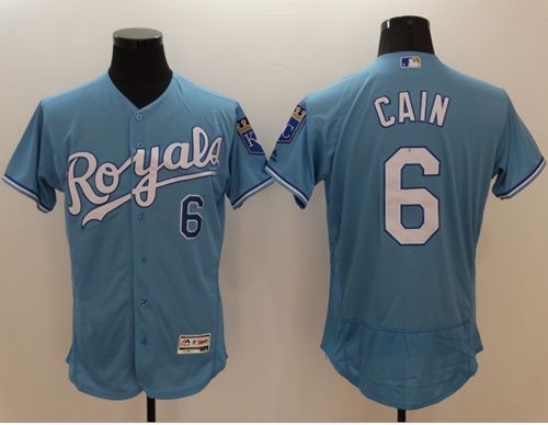 Royals #6 Lorenzo Cain Light Blue Flexbase Authentic Collection Stitched MLB Jersey - Click Image to Close
